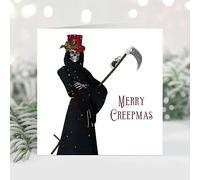 2022 Gothic, quirky, curio, vintage, steampunk Christmas Cards (Single Grim Reeper)