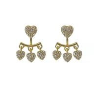 2022 Love Heart Earrings with Fringe Front and Back Snap Design Fashionable for Women, Simple and Versatile