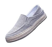 2022 Men's Spring Autumn Fisherman Casual Shoes Canvas Slip On Thick Sole Lightweight Comfortable Walking Loafers (Grey, 6)