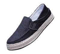 2022 Men's Spring Autumn Fisherman Casual Shoes Canvas Slip On Thick Sole Lightweight Comfortable Walking Loafers (Black, 7)