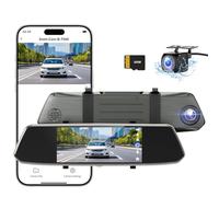 【2022 New Version】CHORTAU Mirror Dash Cam 7 Inches Touch Screen Full HD 1080P, Wide Angle Front Camera and Waterproof Rear Camera, Car camera with Emergency Recording, Reverse Monitor System