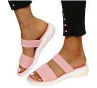 2022 New Womens Slides Cushioned Arch Support Open Toe Yoga Mat Super Soft Ladies Sliders Mesh Upper Wide Fit Comfy Slip On Summer Sandals Fashion Beach & Pool Shoes UK Size 3-7.5