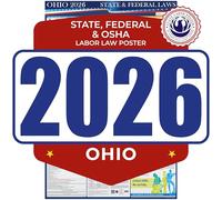 2022 Ohio State and Federal Labor Laws Poster - OSHA Workplace Compliant 24" x 36" - All in One Required Posting - Laminated (Poster Only)