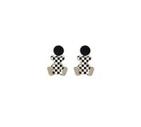 2022 Personalized Black and White Chessboard Bear Earrings with a High-End Feel, the Same Style as