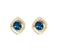 2022 Simple Fashion Earrings Blue Crystal Rhombus High-end Feeling