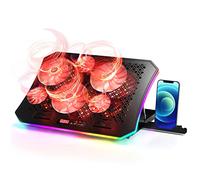 2022 Upgrade Laptop Cooling Pad, KeiBn RGB Lights Laptop Cooler 6 Fans for 15.6-17.3 Inch Laptops, 7 Height Stands, 10 Modes Light, 2 USB Ports, Desk or Lap Use (A8/Red)