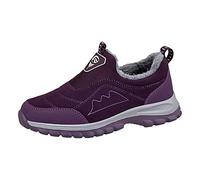 2022 Women's Winter Warm Round Toe Flat Heel Casual Non-Slip Comfortable Cotton Shoes Snow Boots, purple, 6 UK