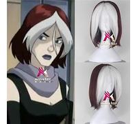 2022 X-Men: Rogue Wig Hair Costumes Anna Marie Short Wig Red and White Women Cosplay Wig + Wig Cap