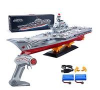 2023 27" Inch Remote Control Navy Amphibious Assault Battleship 2.4Ghz RC Military Battle Ship Marine Warship 1/438 Model Boat with 2 Rechargeable Giant Ship Display Ornaments Toy (68*19*18cm)