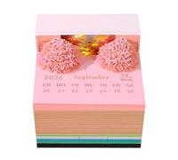 2023 3D Illuminated Desk Calendar - Paper Sculpture Calendar with LED Light - Artistic Home Office Decor & Memo Pad, Novelty Gift Valentine's Day & Christmas Gift Idea (Peach-Blossom)