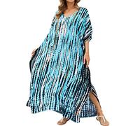 2023 Beach Blouse Quick Drying Dyeing Loose Size Holiday Gown Beach Skirt Bikini Shirt 1D02 Swim Suit Cover up (Blue, One Size)