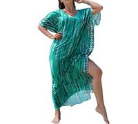 2023 Beach Blouse Quick Drying Dyeing Loose Size Holiday Gown Beach Skirt Bikini Shirt 1D02 Swim Suit Cover up (Green, One Size)