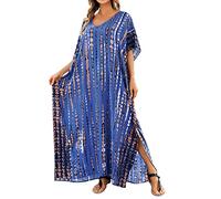 2023 Beach Blouse Quick Drying Dyeing Loose Size Holiday Gown Beach Skirt Bikini Shirt 1D02 Swim Suit Cover up (Navy, One Size)