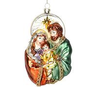 2023 Blown Glass Christmas Ornament, Scenes of Mary, Joseph and Baby Jesus Hanging Christmas Ornaments, 6.5 Inches Holy Family Xmas Tree Decoration