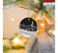 2023 Ceramic Christmas Tree Ornaments Black White Music Note Round Christmas Ornaments Porcelain Ceramic Decorations Tree Hanging Ornaments for Home Holiday Decor Wedding Gifts