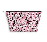 2023 Cherry Blossoms Theme,Trapezoid Cosmetic Bag for Women,Japanese Flowers on Umbrellas,Roomy Makeup Bags Travel Water Resistant Toiletry Bag Accessories Organizer,Pink Black