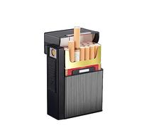 2023 Cigarette Case 2 in 1 with USB Lighter For 20 Regular King Size Cigarettes Detachable Portable Rechargeable Windproof Flameless Electric Lighter For Whole Pack Of Cigarettes (Black) ( Color : A )