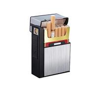 2023 Cigarette Case 2 in 1 with USB Lighter For 20 Regular King Size Cigarettes Detachable Portable Rechargeable Windproof Flameless Electric Lighter For Whole Pack Of Cigarettes (Black) ( Color : C )