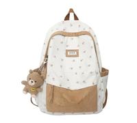 2023 Cute Preppy Bag Floral Printed Kawaii Backpack Cottagecore Aesthetic Backpack Laptop Daypack, Brown, Daypack Backpacks