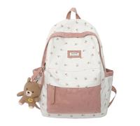 2023 Cute Preppy Bag Floral Printed Kawaii Backpack Cottagecore Aesthetic Backpack Laptop Daypack, Pink, Daypack Backpacks