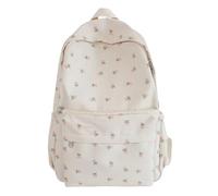 2023 Cute Preppy Bag Floral Printed Kawaii Backpack Cottagecore Aesthetic Backpack Laptop Daypack, White, Daypack Backpacks
