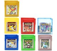 2023 Enhanced Pokeemon Gameboy Color Games Cartridge Collection 7-Pack (Green, Blue, Red, Yellow, Gold, Crystal, Silver) for Nintenton GBC USA Version (Red Version)