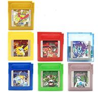 2023 Enhanced Pokeemon Gameboy Color Games Cartridge Collection 7-Pack (Green, Blue, Red, Yellow, Gold, Crystal, Silver) for Nintenton GBC USA Version (Yellow)