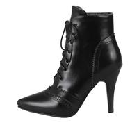2023 Fashion Women's Ankle Boots European Style Retro High Heel Short Boots Versatile Hollow Flower Front Lace Up Design (Black, 6.5)