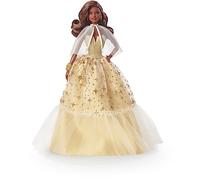 2023 Holiday Barbie Doll, Seasonal Collector Gift, Barbie Signature, Golden Gown and Displayable Packaging, Dark Brown Hair, HJX05