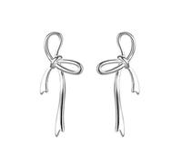 2023 Korean Fashion Simple Silver Color Bowknot Earrings Elegant Hollow Butterfly Bow Ear Studs Female Aesthetic Bowknot Dangle Earrings