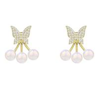 2023 Light Luxury Post-style Pearl Earrings for Women, Small Group Design, Internet Celebrity Style, Two-Wear Butterfly for Women