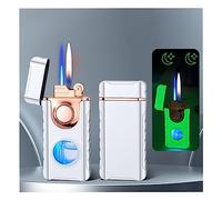 2023 Magic Dual Flame Lighter, Double fire Gas Lighter Grinding Wheel Lighter, Creative Windproof Torch Lighter, Double Fire Windproof Lighter Torch, Gift for Men (White)