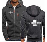2023 Men's Cardigans for Doctor Who Zip Up Hoodies Jacket Casual Sweatshirts Lightweight Hoody Pullover Long Sleeve Top for Men-Dark Gray||M