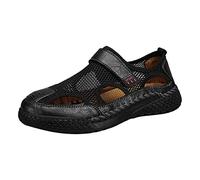 2023 Men's Summer Breathable Versatile Trend Outdoor Handmade Large Beach Shoes Hollow Mesh Sandals, black, 8 UK