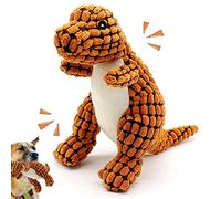 2023 New Indestructible Robust Dino Plush Squeaky Toy for Aggressive Chewers. Unbreakable, Durable Interactive Dog Toy (Orange)
