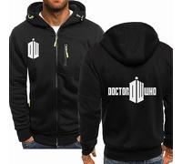 2023 New Men's Hoodie for Doctor Who Lightweight Jackets Cardigans Casual Jumper Zip Up Pullover Spring Autumn Hoody Athletic Coat-Black||XL