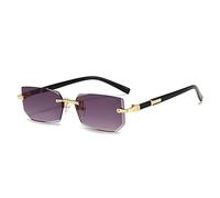 2023 New Rimless Sunglasses Rectangle Fashion Popular Women Men Shades Small Square Sun Glasses For Female Male Summer Traveling Oculos(Color:Grey)