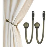 2023 New Set of 2 Curtain Holdbacks Metal Decorative End Ball Curtain Drapery Holdbacks with Screws Wall Mounted Drapery Tiebacks Antique Brass Brushed