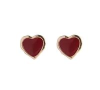 2023 New Simple Design Wine Red Heart Earrings for Women; Exclusive and Luxurious with a High Sense of Style