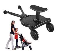 2023 New-Universal Stroller Board with Detachable Seat, 2in1 Sit and Stand Stroller Glider Board for Most Strollers, Holds Children Up to 55 LBs Stroller Standing Board (Black)