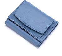 2023 New Vegan Mini Wallet for Women, Womens Small Cute Genuine Leather Wallet, Credit Card Holder Pocket Purse, Mini Purse with Coin Pocket, Unisex Anti-Credit Card Fraud Folding Mini Wallet (Blue)