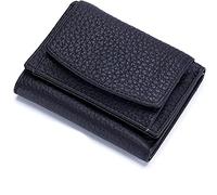 2023 New Vegan Mini Wallet for Women, Womens Small Cute Genuine Leather Wallet, Credit Card Holder Pocket Purse, Mini Purse with Coin Pocket, Unisex Anti-Credit Card Fraud Folding Mini Wallet (Black)
