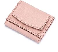 2023 New Vegan Mini Wallet for Women, Womens Small Cute Genuine Leather Wallet, Credit Card Holder Pocket Purse, Mini Purse with Coin Pocket, Unisex Anti-Credit Card Fraud Folding Mini Wallet (Pink)