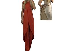 2023 New Vivianhan 7 Colors Jersey Mature Women Suit, Summer Elegant Split Sleeveless Formal Evening Gowns (Small,Red)