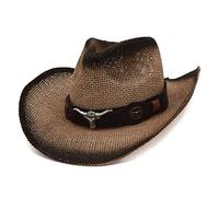 2023 New - Western Cowboy Riding Cap Retro Hat Wide Hat Leather Men Women Belt Baseball Caps Lean Dad Hat (Khaki, One Size)