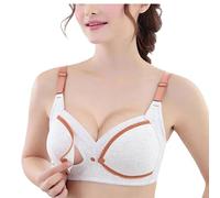 2023 New Women Maternity Nursing Bra - Pregnancy & Breastfeeding Gathered Lingerie Soft Cotton Bra, Underwire Free with Front Buckle - White