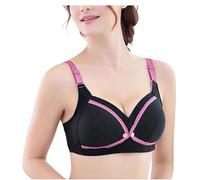 2023 New Women Maternity Nursing Bra - Pregnancy Breastfeeding Gathered Lingerie Soft Cotton Bra with Front Buckle - Black