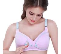 2023 New Women Maternity Nursing Bra, Pregnancy & Breastfeeding Gathered Lingerie Soft Cotton Bra with Front Buckle - Purple