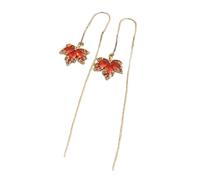 2023 Red Maple Leaf Earring for Women Girls Fashion Ear Jewelry Crystal Leaves Ear Pendant Tassels Ear Adorments