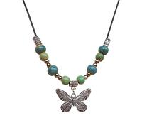2023 Self-Made National Trend Color Beads Lucky All-Matched Butterflies Necklace Retro National Necklace Butterflies Necklaces For Women
